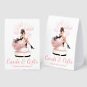 Plaque De Table  cards and gifts ,pink script birthday girl (Recto/verso)