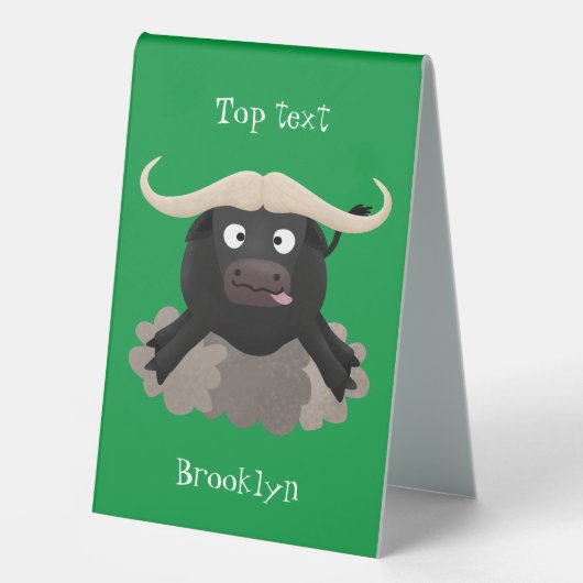 Plaque De Table Caricature amusante de buffle d'eau courante (Recto)