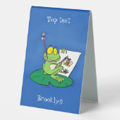 Plaque De Table Caricature amusante de grenouille verte (Verso)