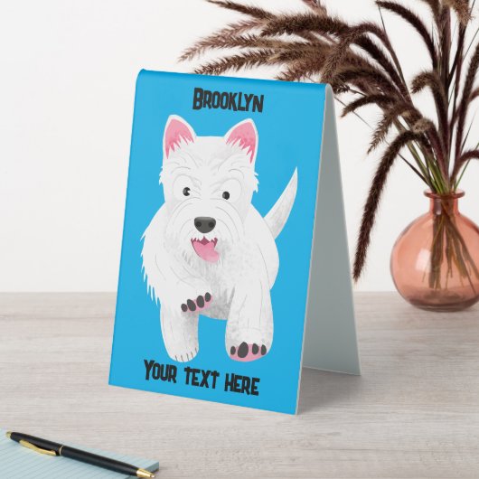 Plaque De Table Caricature blanche de terrier de l'ouest (En SItu (Tableau))