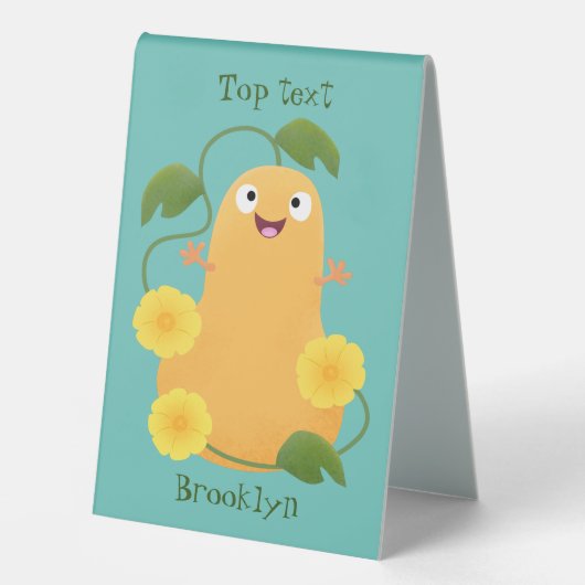 Plaque De Table Caricature citrouille gourde en beuret joyeux (Recto)