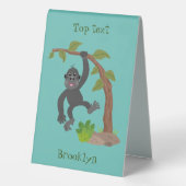 Plaque De Table Caricature de bébé gorille joyeux (Verso)