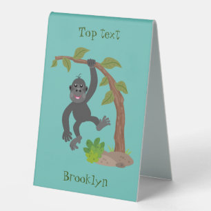 Plaque De Table Caricature de bébé gorille joyeux