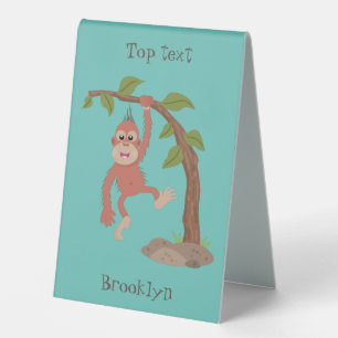 Plaque De Table Caricature de bébé orangoutan joyeux
