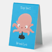 Plaque De Table Caricature de bébé pieuvre rose mignonne humour (Verso)