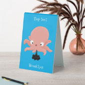 Plaque De Table Caricature de bébé pieuvre rose mignonne humour (En SItu (Tableau))