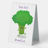 Plaque De Table Caricature de brocoli dansant Cute kawaii (Verso)