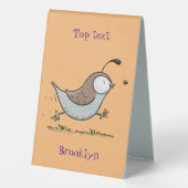 Plaque De Table Caricature de caille californienne joli (Verso)