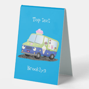 Plaque De Table Caricature de camion de glace joli