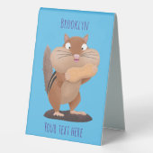 Plaque De Table Caricature de chipmunk à grosses joues mignonnes (Verso)