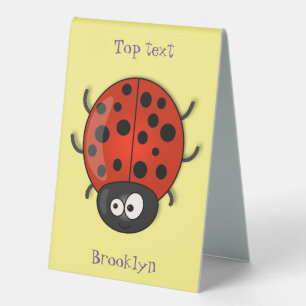 Plaque De Table Caricature de coccinelle rouge joyeux