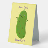 Plaque De Table Caricature de cornichon joyeux (Verso)