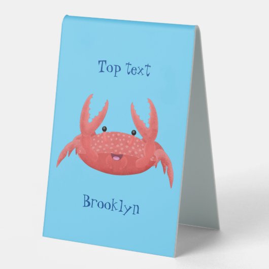 Plaque De Table Caricature de crabe rouge cuite (Recto)