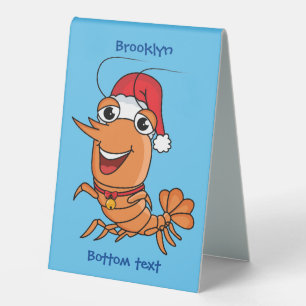 Plaque De Table Caricature de crevettes de Noël joyeux