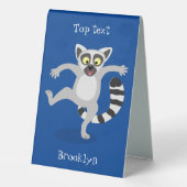 Plaque De Table Caricature de danse lémurienne en anneau mignon (Verso)