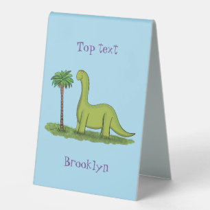 Plaque De Table Caricature de dinosaure de brontosaurus vert migno