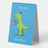 Plaque De Table Caricature de dinosaure vert t rex (Verso)