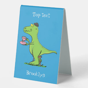 Plaque De Table Caricature de dinosaure vert t rex