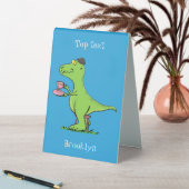 Plaque De Table Caricature de dinosaure vert t rex (En SItu (Tableau))