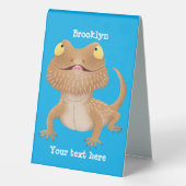 Plaque De Table Caricature de lézard de dragon à barbe (Verso)