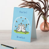 Plaque De Table Caricature de moutons mignons amis et papillons (En SItu (Tableau))