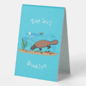 Plaque De Table Caricature de natation de Cute platypus (Verso)