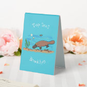 Plaque De Table Caricature de natation de Cute platypus (In SItu (Mariage))