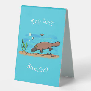 Plaque De Table Caricature de natation de Cute platypus