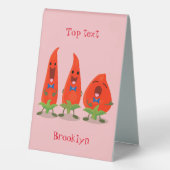 Plaque De Table Caricature de piments chantants mignons (Verso)