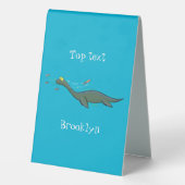 Plaque De Table Caricature de plesiosaure, monstre marin mignon et (Verso)