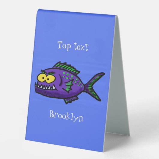 Plaque De Table Caricature de poisson de Piranha (Recto)