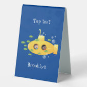 Plaque De Table Caricature de poisson sous-marin jaune mignon (Verso)