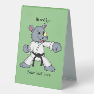Plaque De Table Caricature de rhino kung fu