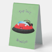 Plaque De Table Caricature d'hovercraft rouge joyeux (Verso)