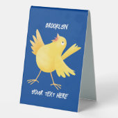 Plaque De Table Caricature d'oiseau canari jaune chantant mignon (Verso)