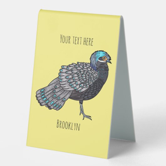 Plaque De Table Caricature d'oiseau de faisan paon de Bornéo (Recto)