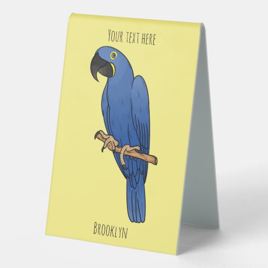 Plaque De Table Caricature d'oiseau macaw Hyacinth (Verso)
