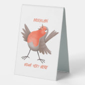 Plaque De Table Caricature d'oiseau rouge chantant mignon (Verso)