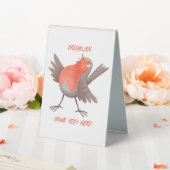 Plaque De Table Caricature d'oiseau rouge chantant mignon (In SItu (Mariage))