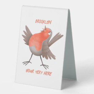 Plaque De Table Caricature d'oiseau rouge chantant mignon