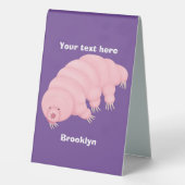 Plaque De Table Caricature d'ours d'eau tardigrade rose mignon (Verso)