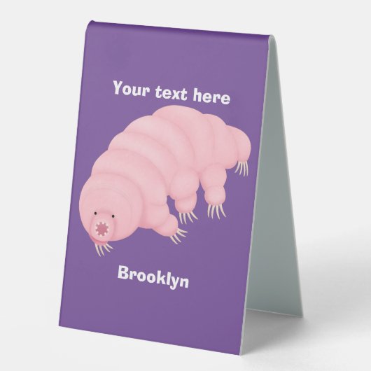 Plaque De Table Caricature d'ours d'eau tardigrade rose mignon (Recto)