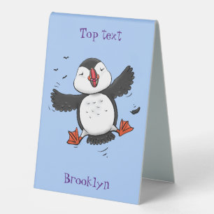 Plaque De Table Caricature en bleu bouffin joyeux