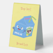 Plaque De Table Caricature en carton de lait joyeux (Verso)