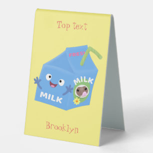 Plaque De Table Caricature en carton de lait joyeux