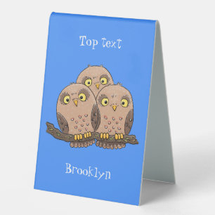 Plaque De Table Caricature en trio de chouette