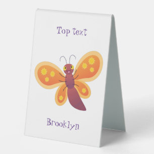 Plaque De Table Caricature joli papillon orange