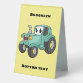 Plaque De Table Caricature joli tracteur vert joyeux (Verso)