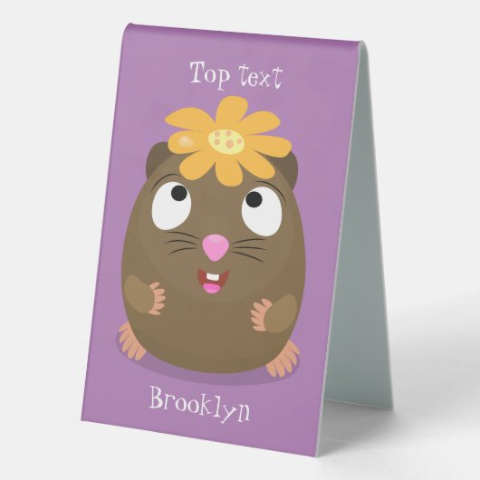 Plaque De Table Caricature joyeuse de cobaye mignonne (Verso)