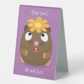 Plaque De Table Caricature joyeuse de cobaye mignonne (Recto)